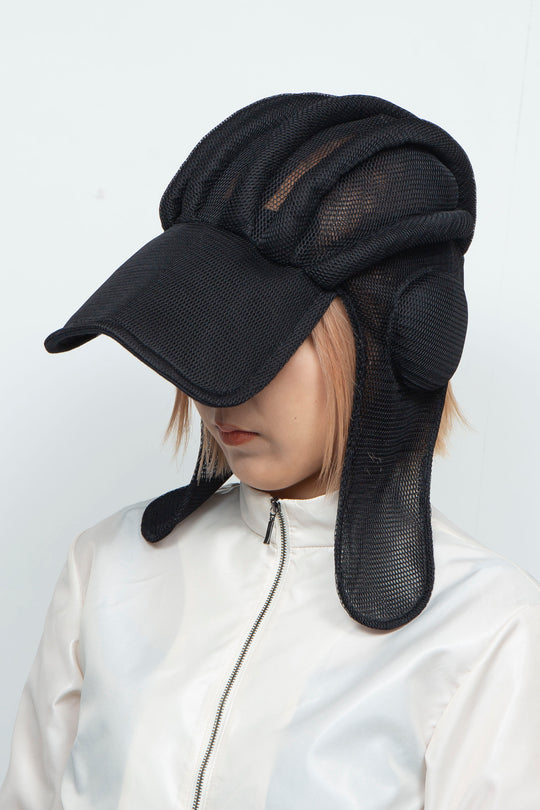 BLACK MESH AVIATOR PILOT CAP