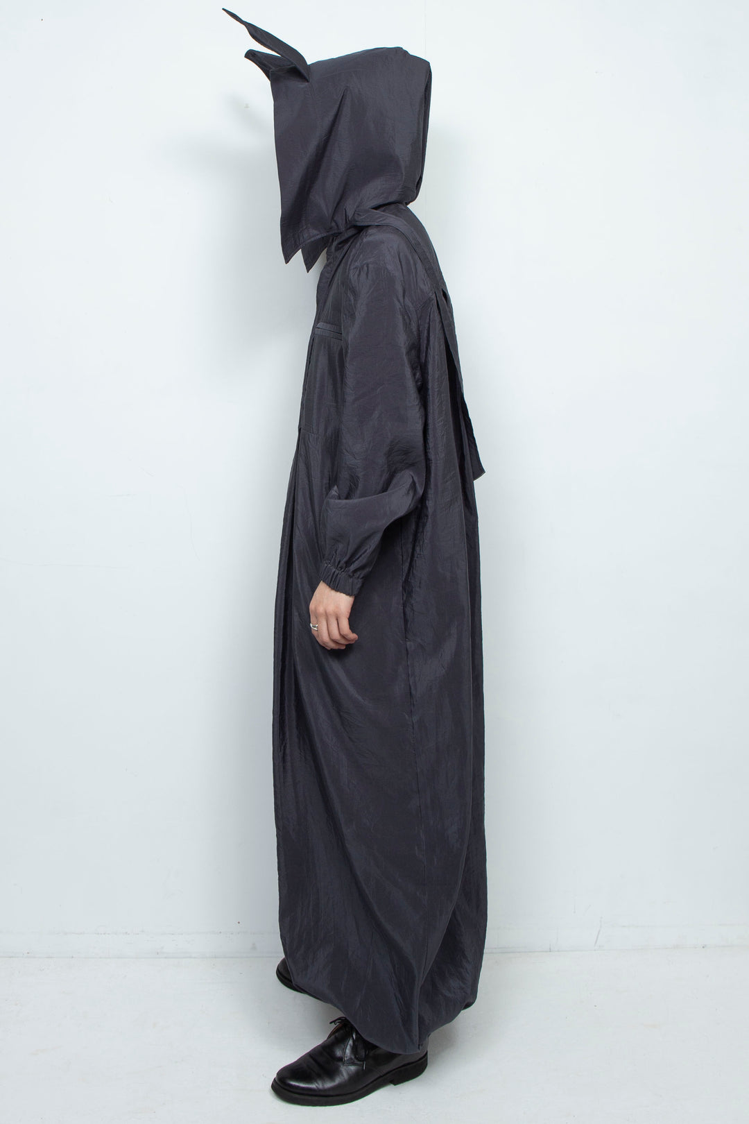 Black Hooded Jumpsuit with Rabbit Ears