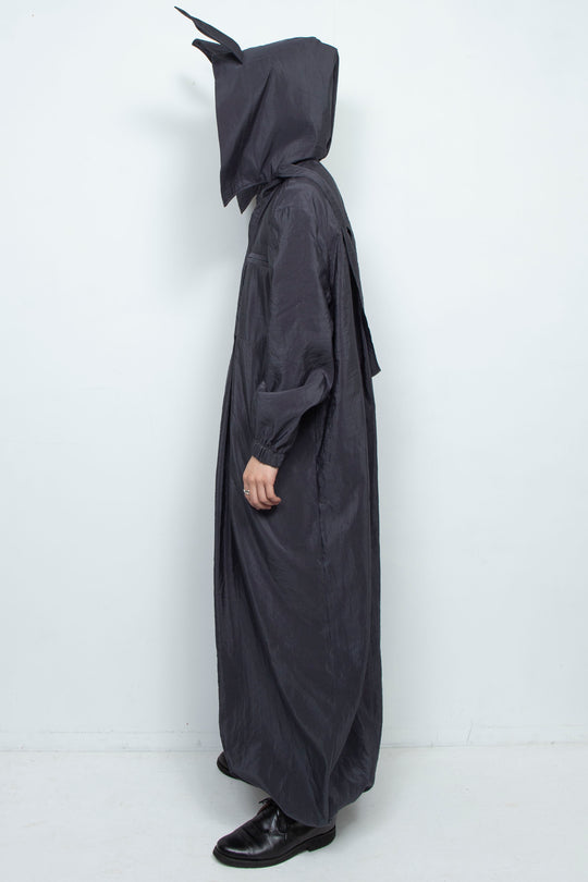 Black Hooded Jumpsuit with Rabbit Ears