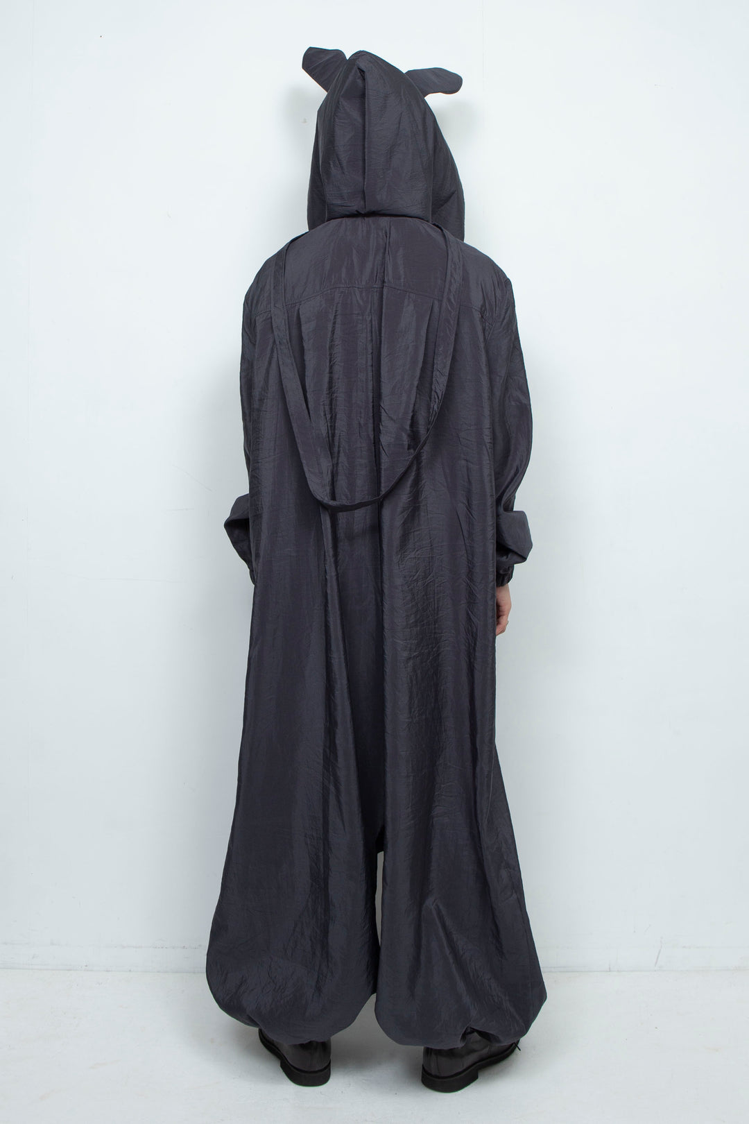 Black Hooded Jumpsuit with Rabbit Ears
