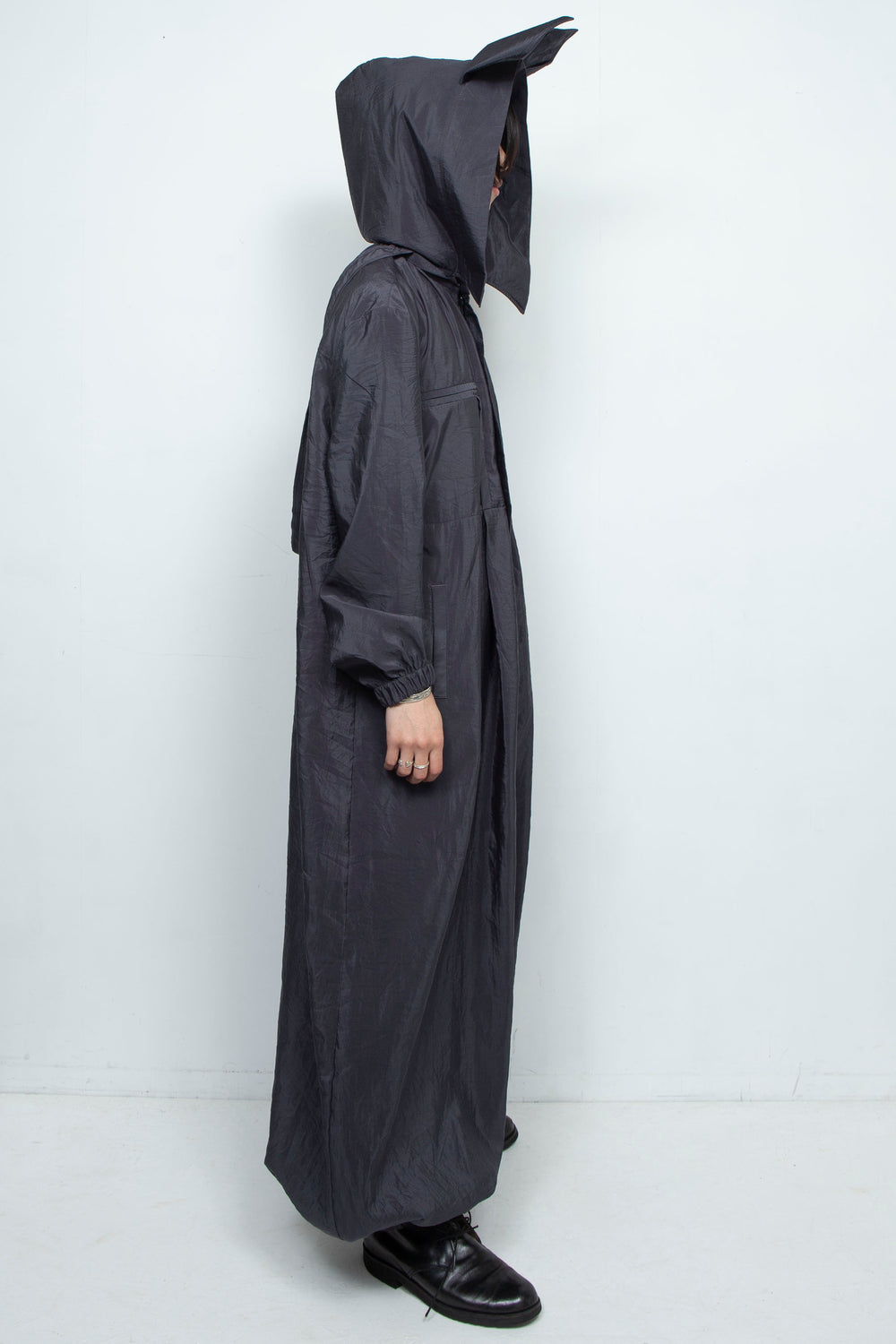 Black Hooded Jumpsuit with Rabbit Ears