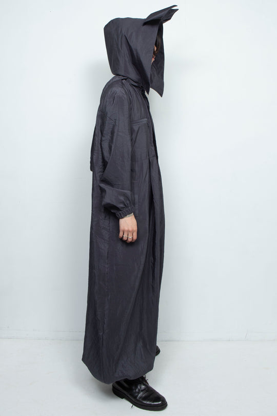 Black Hooded Jumpsuit with Rabbit Ears