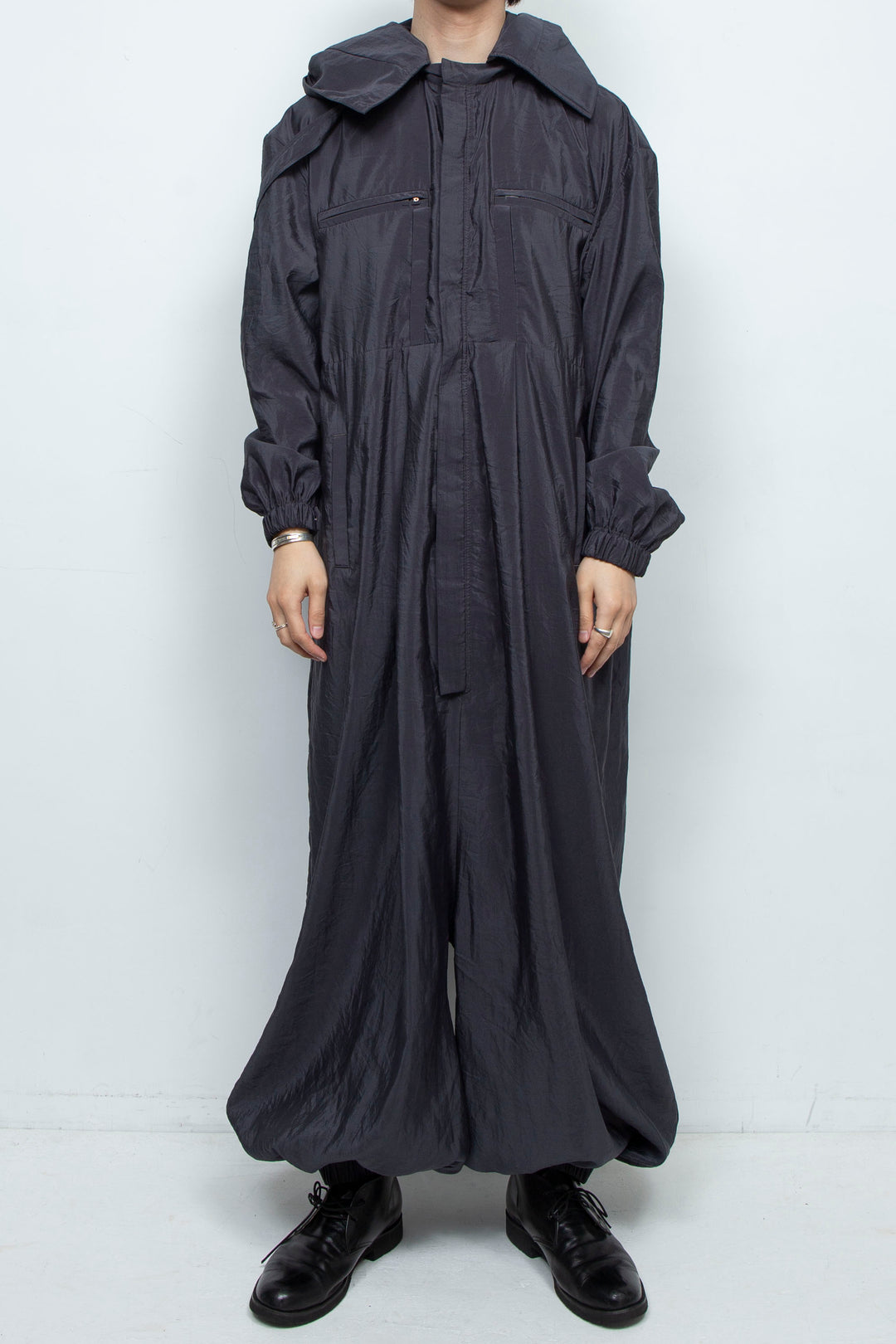 Black Hooded Jumpsuit with Rabbit Ears