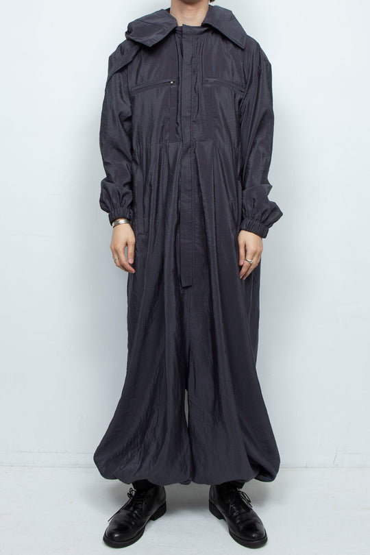 Black Hooded Jumpsuit with Rabbit Ears