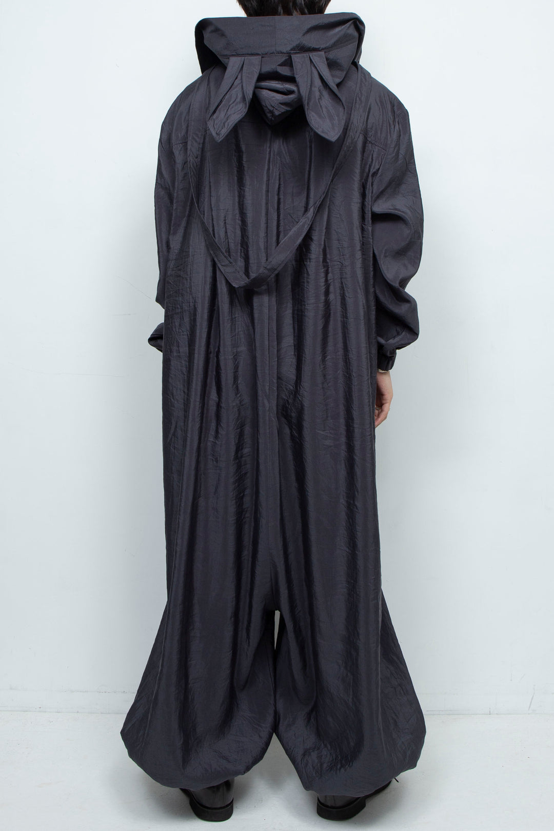 Black Hooded Jumpsuit with Rabbit Ears