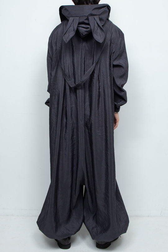 Black Hooded Jumpsuit with Rabbit Ears