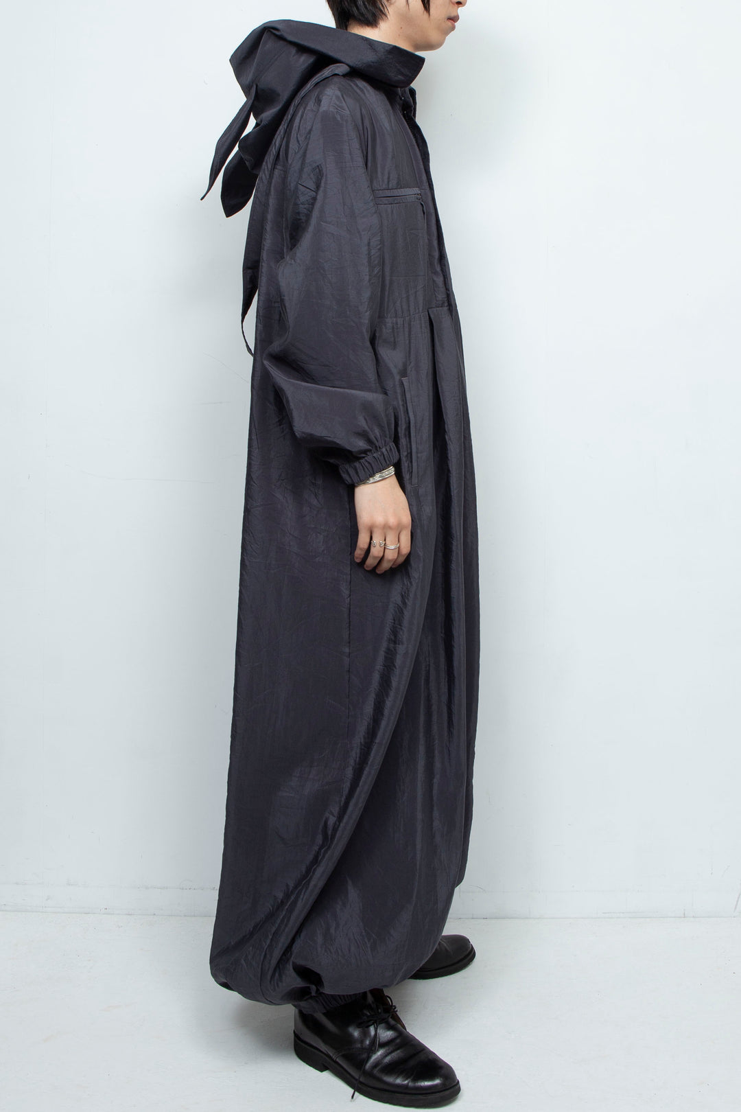 Black Hooded Jumpsuit with Rabbit Ears