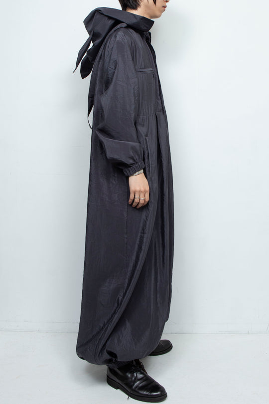 Black Hooded Jumpsuit with Rabbit Ears