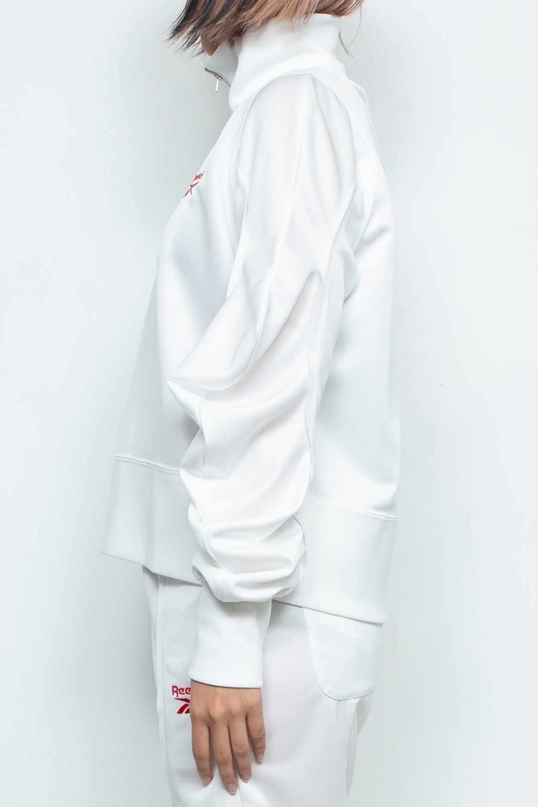 Reebok half zip deformed sweat shirt White