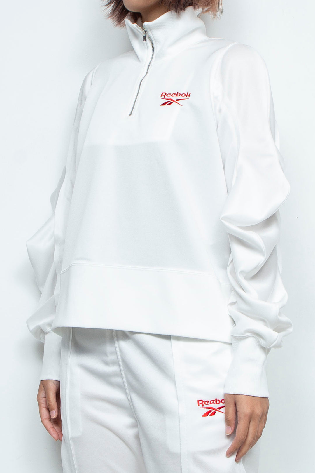 Reebok half zip deformed sweat shirt White