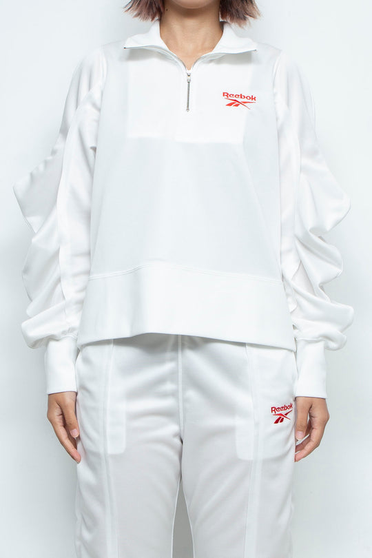 Reebok half zip deformed sweat shirt White