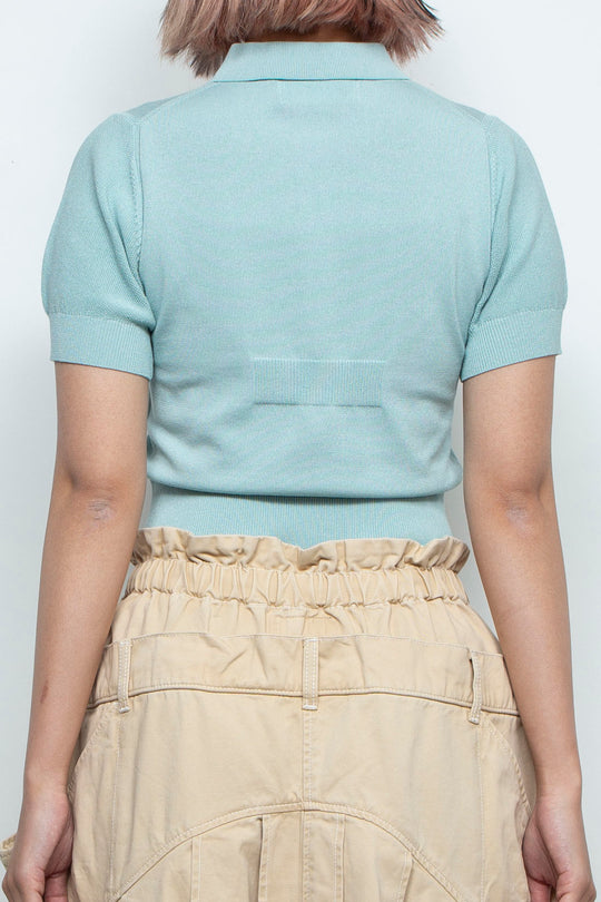 Knit polo shirt Blue