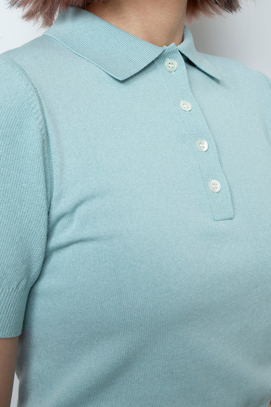 Knit polo shirt Blue