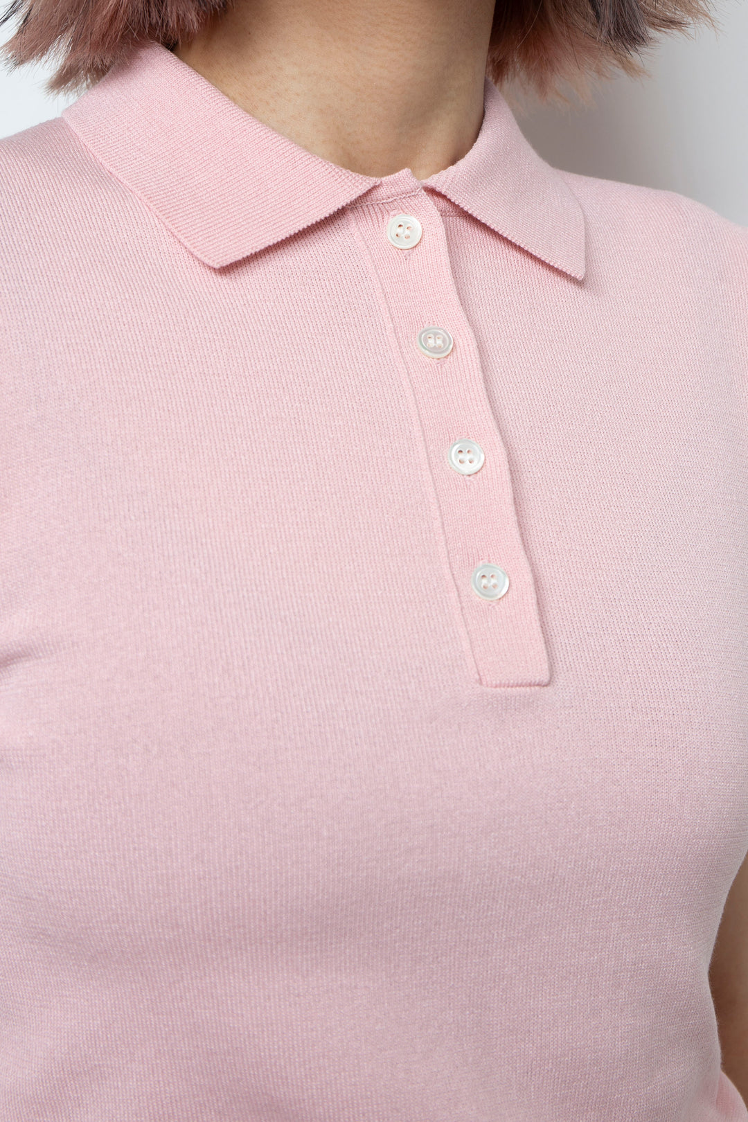 Knit polo shirt Pink