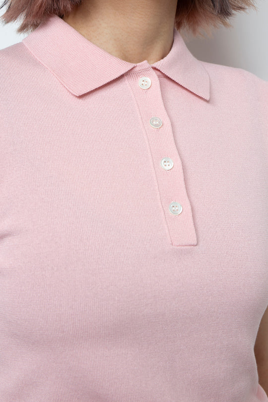Knit polo shirt Pink