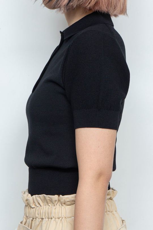 Knit polo shirt Black