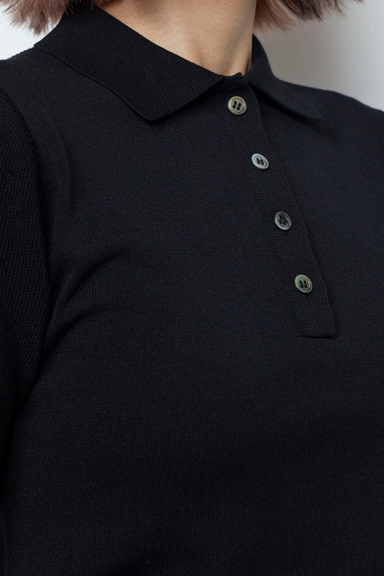 Knit polo shirt Black
