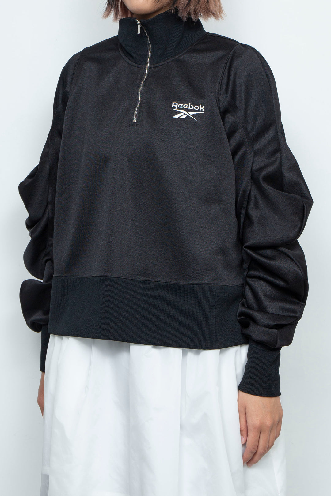Reebok half zip deformed sweat shirt Black