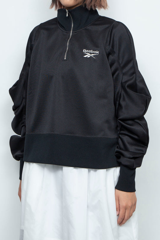 Reebok half zip deformed sweat shirt Black