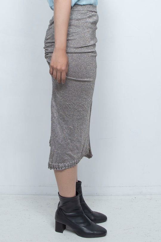 Slit Knit Skirt Silver