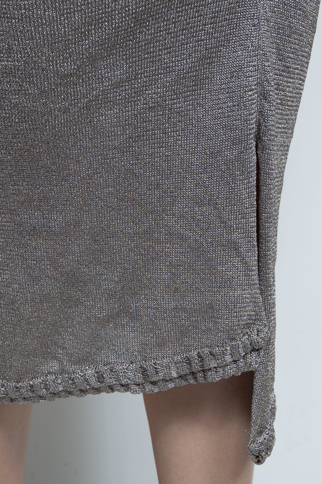 Slit Knit Skirt Silver