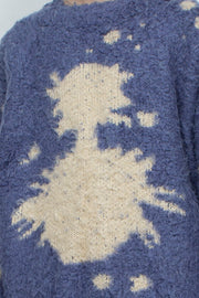 Human face flower shadow knit BLUE