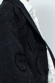 Multi-pattern raw edge Jacket BLACK