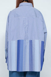 "BEAN” Switching Baloon Shirt BLUE STRIPE