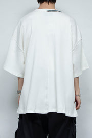 Hand Painted Pleated Rib Knit Side Vent T-shirt OFF WHITE