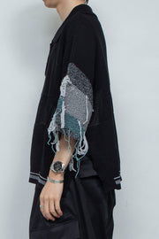 Thread Intarsia Summer Knit Polo Neck BLACK