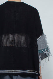 Thread Intarsia Summer Knit Crew Neck BLACK
