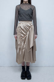 Asymmetric gathered skirt BEIGE