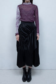 Asymmetric gathered skirt BLACK