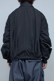 Multi-embroidered side-zip flight jacket BLACK