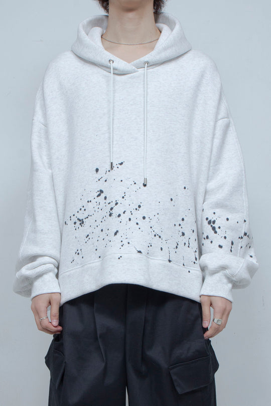 Hand Paint Sweat Hoodie WHITE MARL