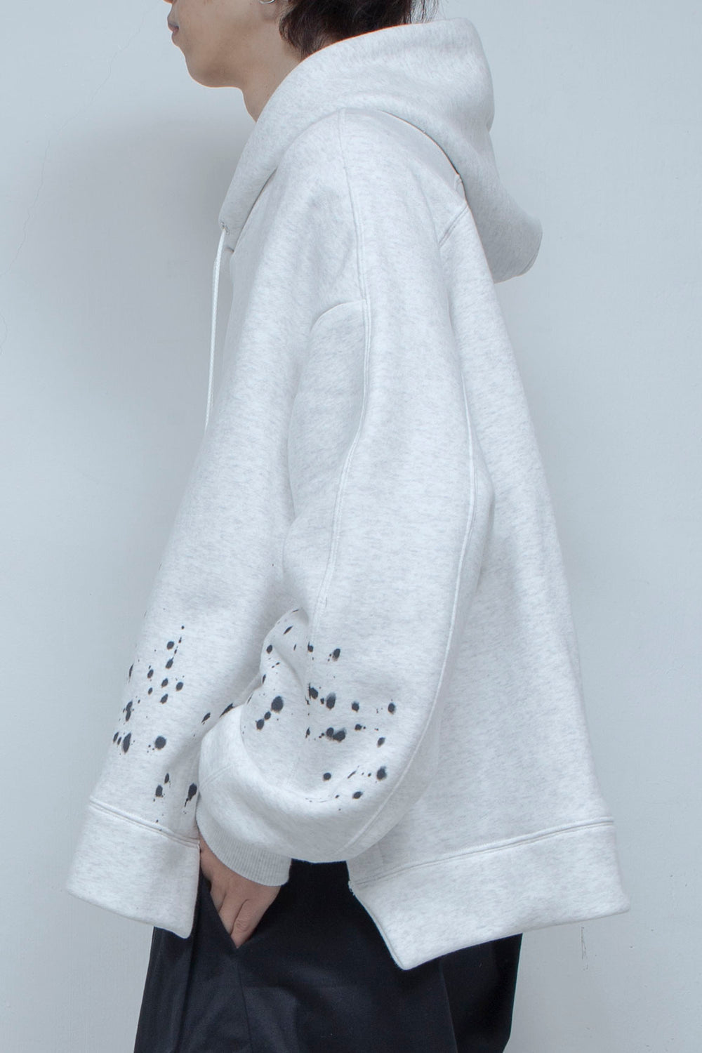 Hand Paint Sweat Hoodie WHITE MARL