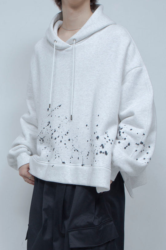 Licht Bestreben Hand Paint Sweat Hoodie WHITE MARL