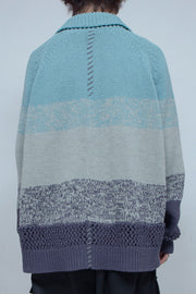 Intarsia knit shirt cardigan DIOPTASE