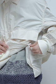 Multi-embroidered side-zip flight jacket IVORY