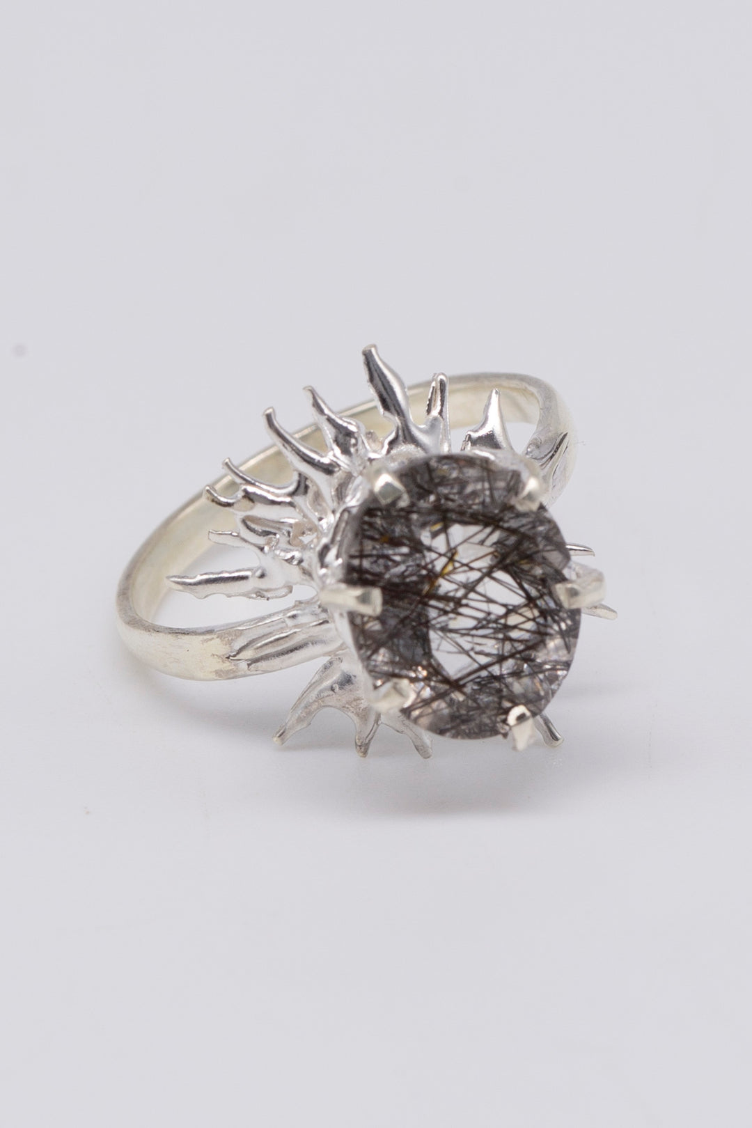 tourmalized quartz thorn ring
