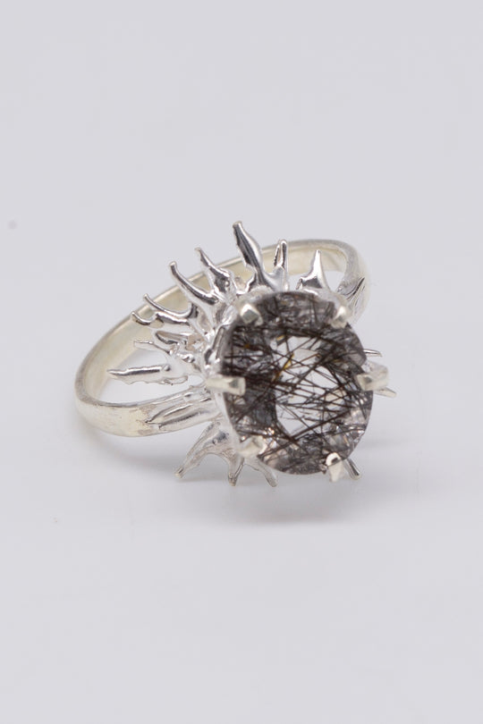 tourmalized quartz thorn ring
