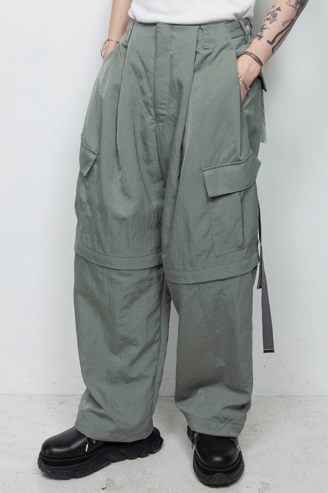 Vintage nylon detachable cargo pants SKY GRAY