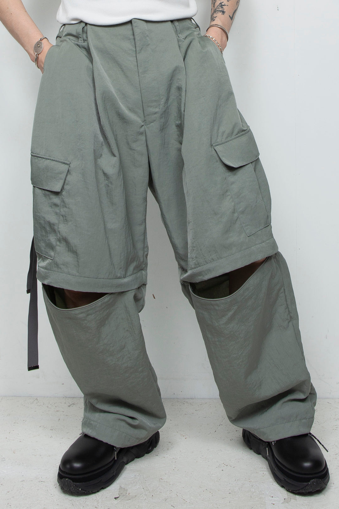 Vintage nylon detachable cargo pants SKY GRAY