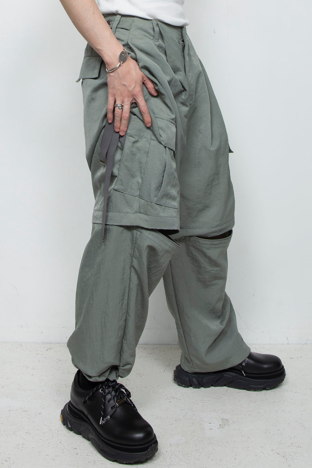 Vintage nylon detachable cargo pants SKY GRAY