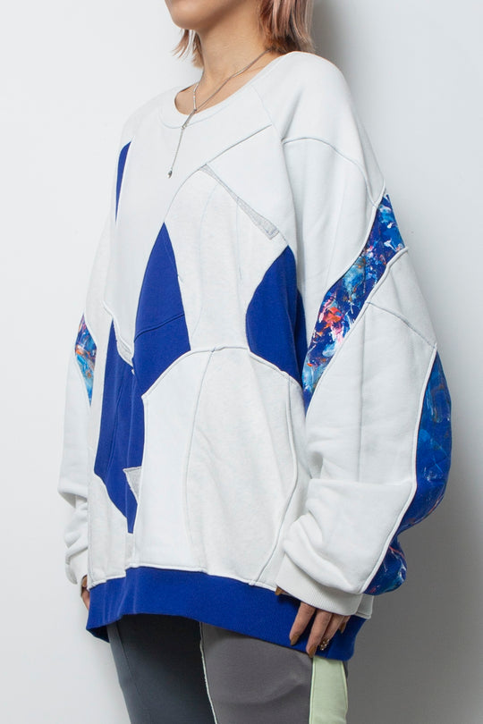 Amorphous Inx Pullover  Blue×White Mix