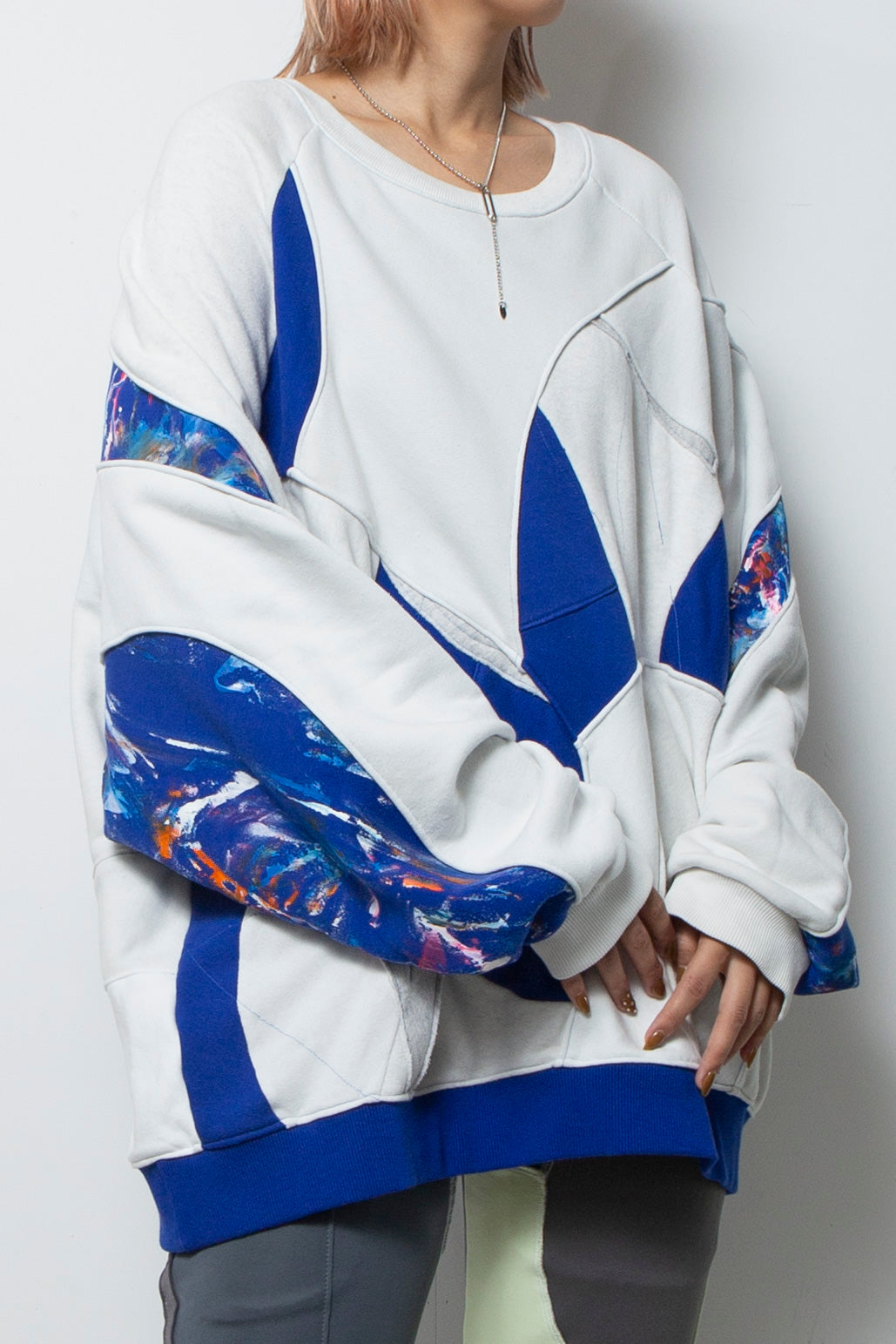 Amorphous Inx Pullover  Blue×White Mix