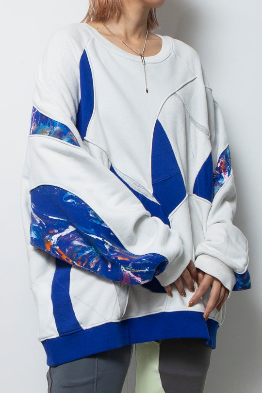 Amorphous Inx Pullover  Blue×White Mix