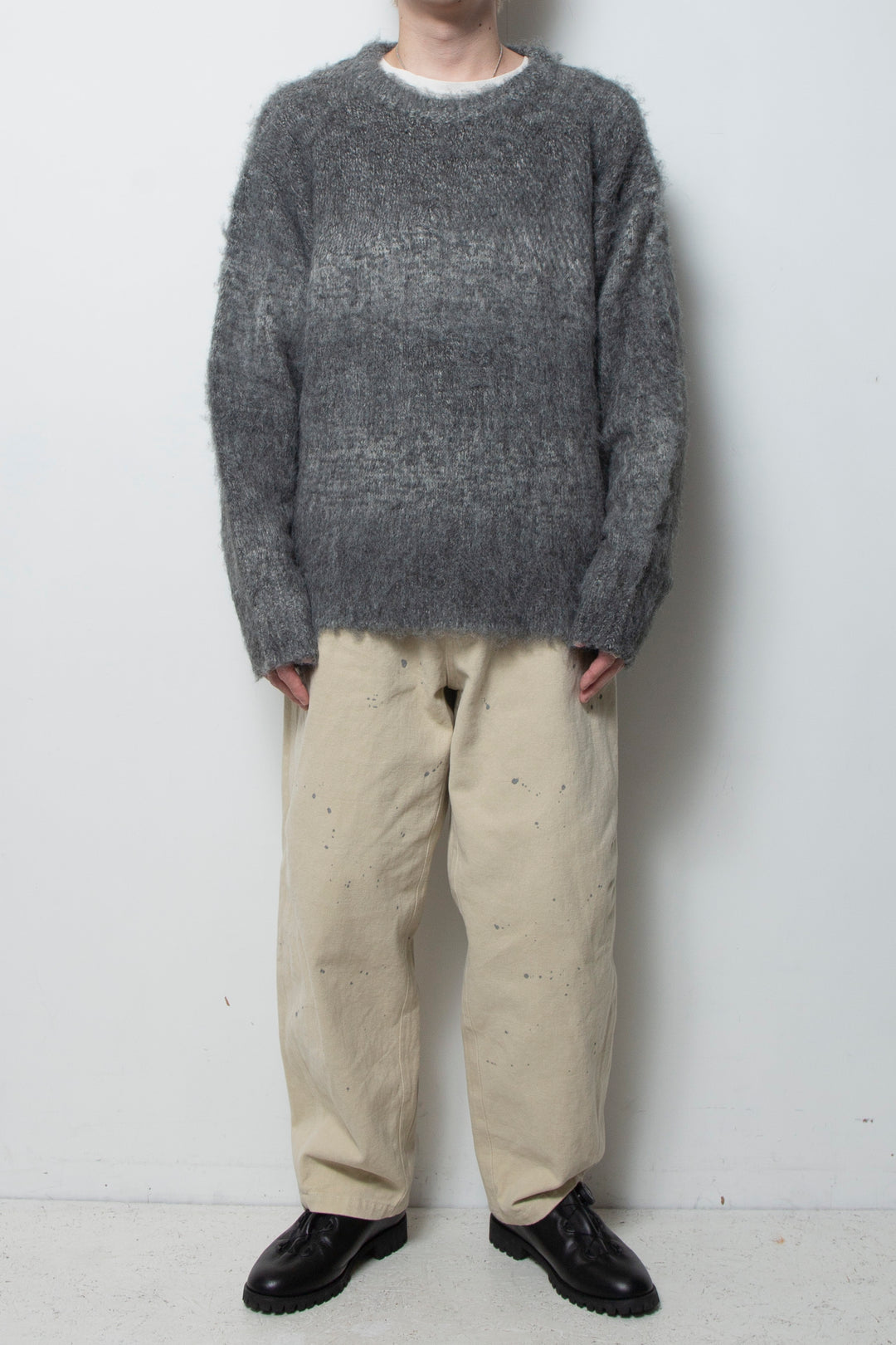 Alpaca Wool Gradient Shaggy Knit BLACK