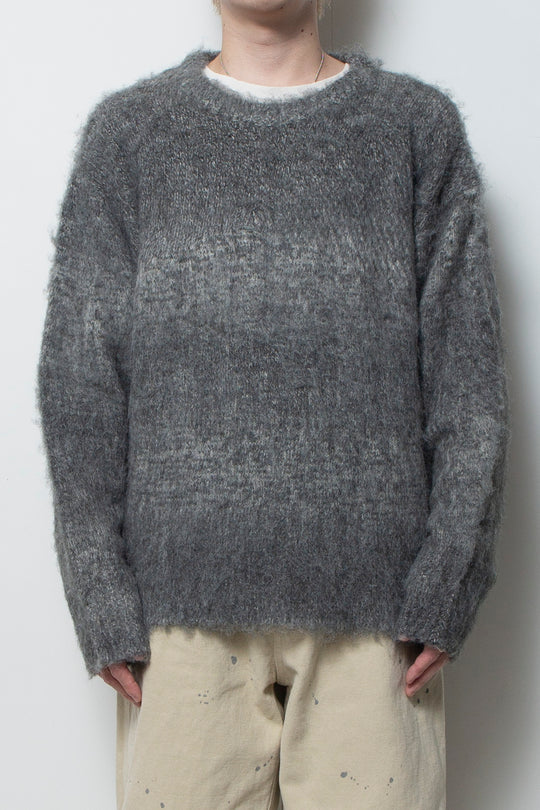 Alpaca Wool Gradient Shaggy Knit BLACK