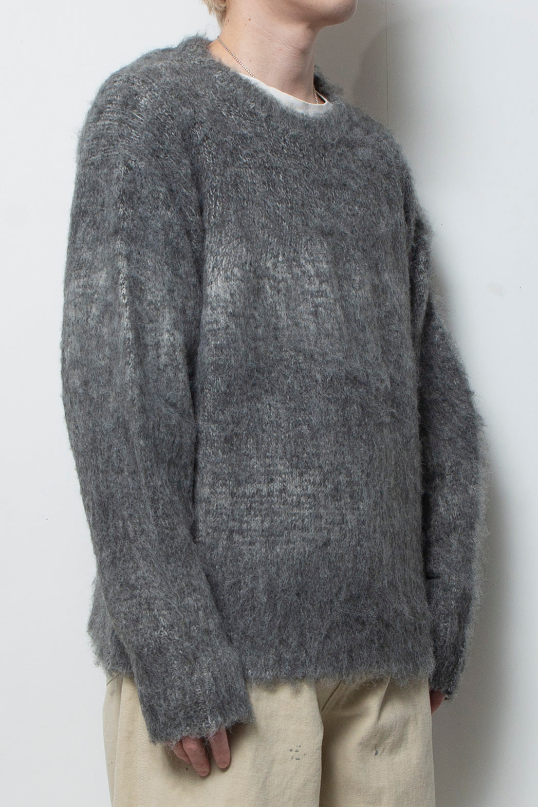 Alpaca Wool Gradient Shaggy Knit BLACK